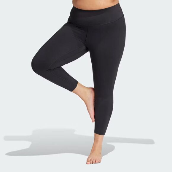 Adidas All Me 7/8 Ankle Leggings Women's 1X Black Stretch Elastic Waist APP1206 - Picture 1 of 12